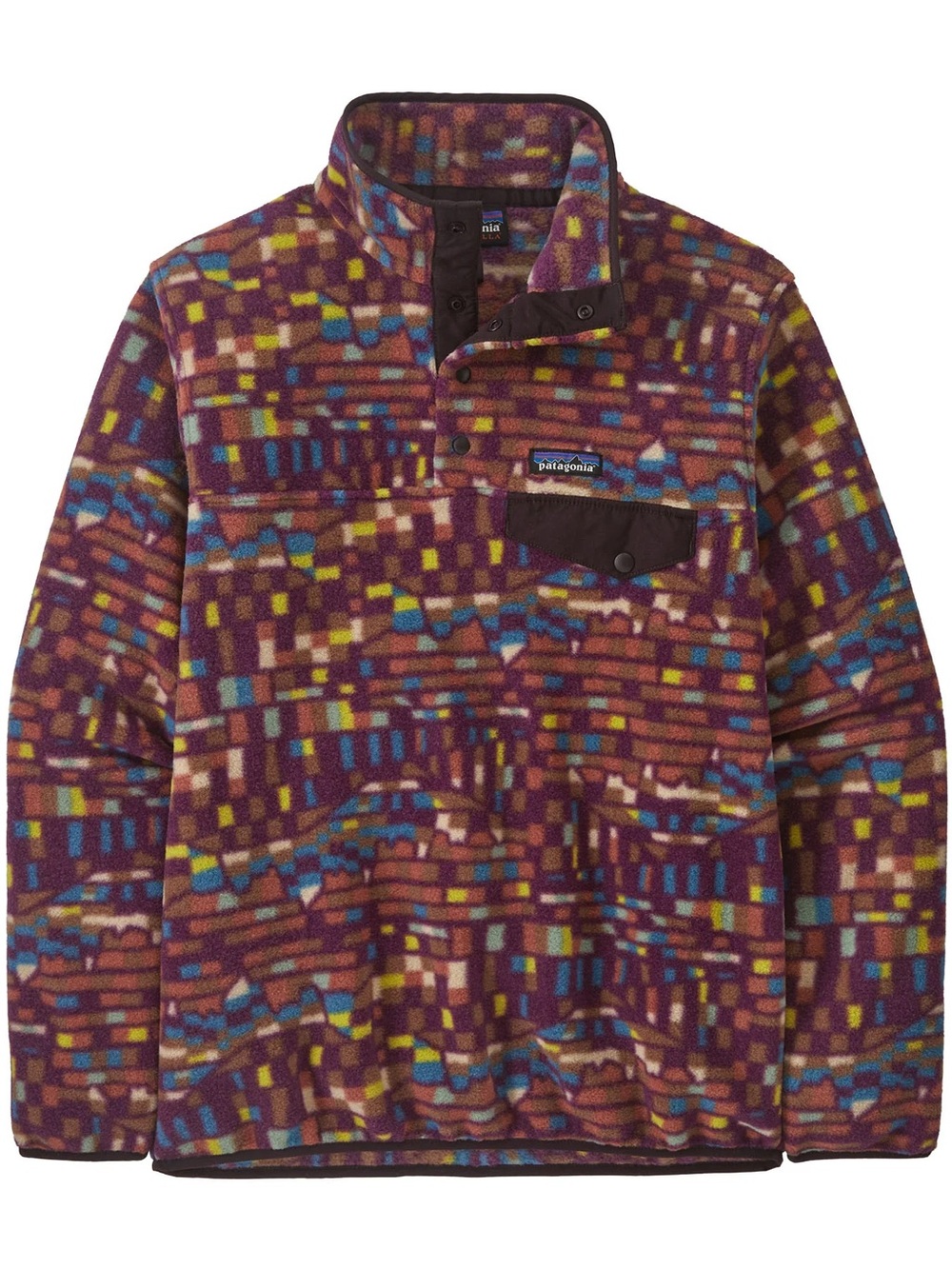 Patagonia Synchilla Snap-T Fleece Pullover Women M Fitz Roy Patchwork Night Plum